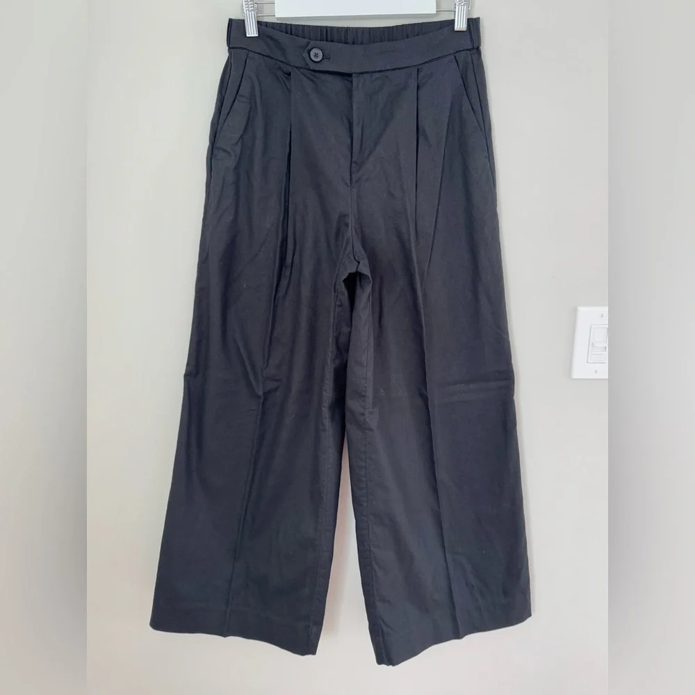 Banana Republic Linen-Blend Wide-Leg Pant Pleated - Black size 2